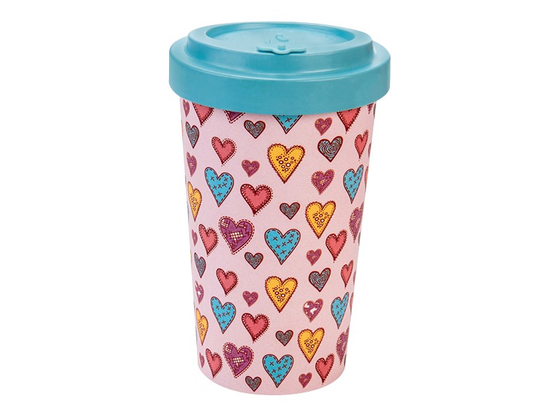 BAMBOO CUP CANDY HEARTS TURQUOISE BLUE