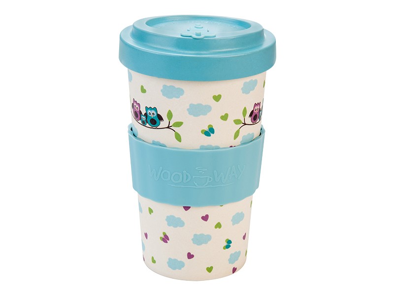 BAMBOO CUP OWLS TURQUOISE BLUE 2
