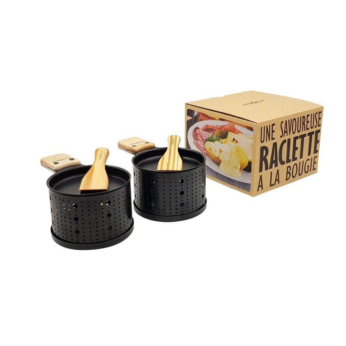 Raclette à la bougie / 2 appareils individuels noirs / Ecologique