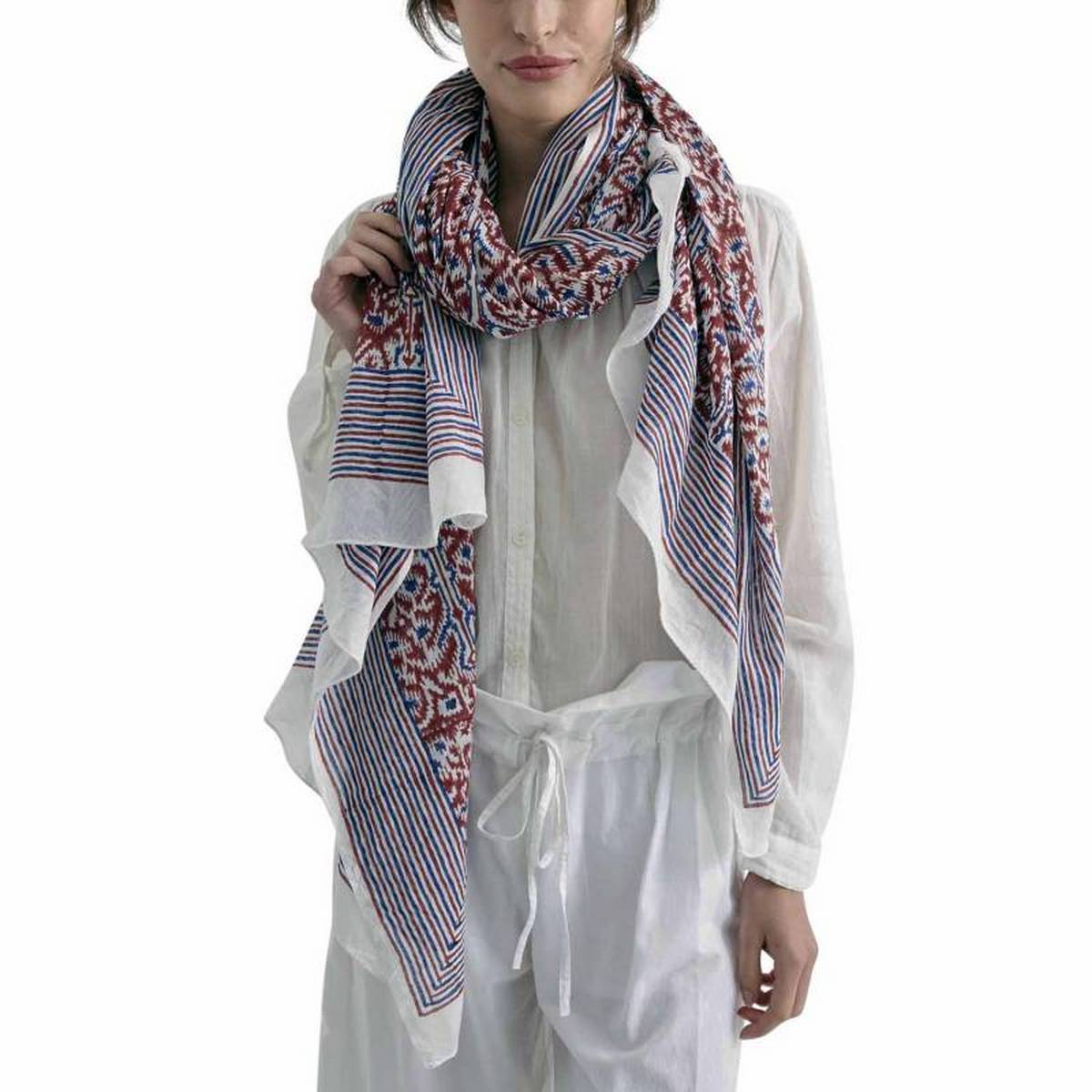 foulard zen ethic etole-blockprint-ikat-100-coton-110x180-cm une idee cadeau chez ugo et lea   (3)