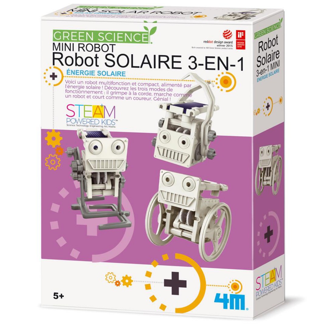 Mini robot solaire 3 en 1, jeu éducatif et scientifique