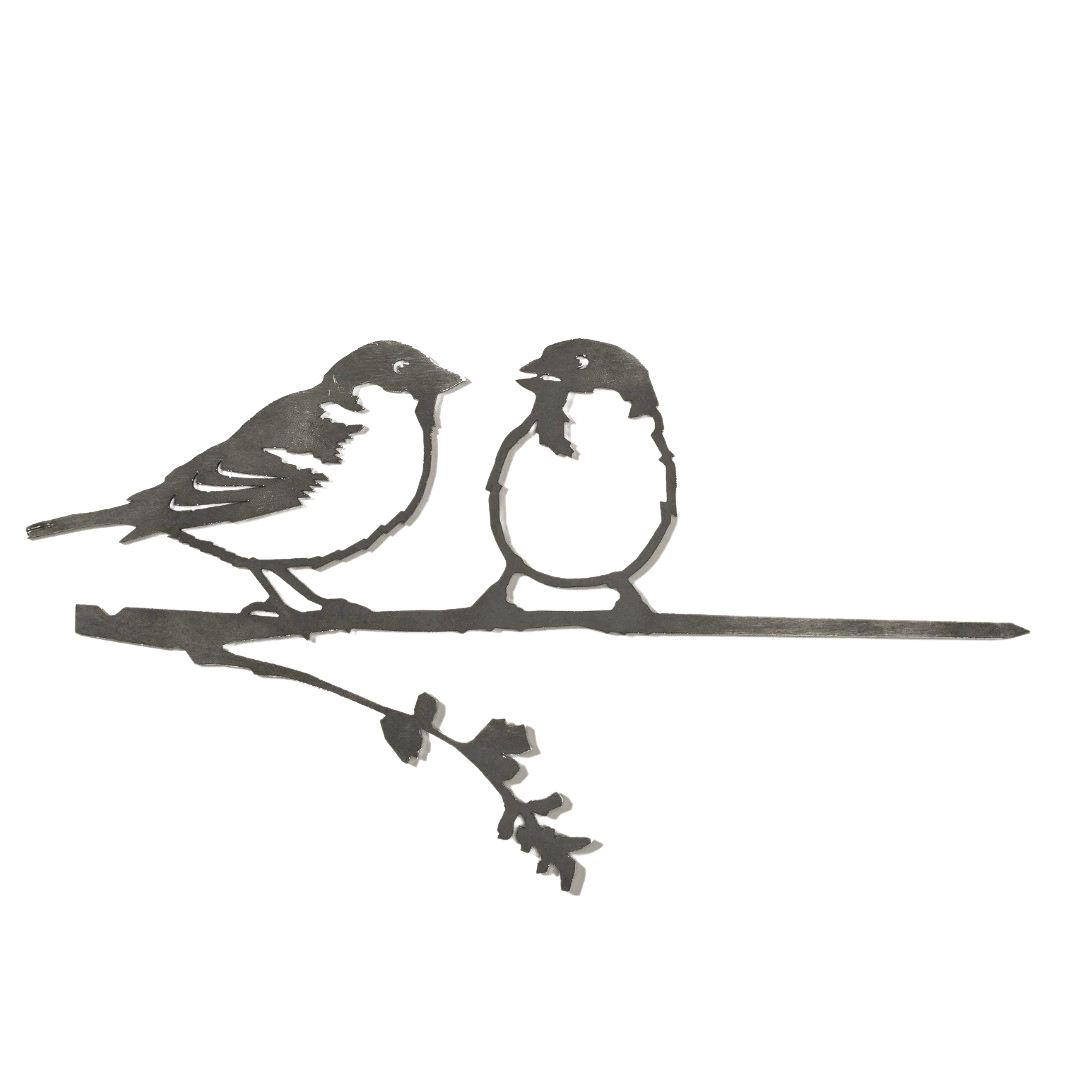 Oiseaux en métal Metalbird : le couple de moineaux