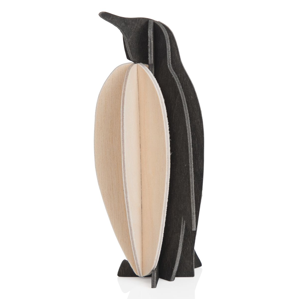 Le pingouin : carte pour construire un 3D en bois (M – couleurs noire et bois)