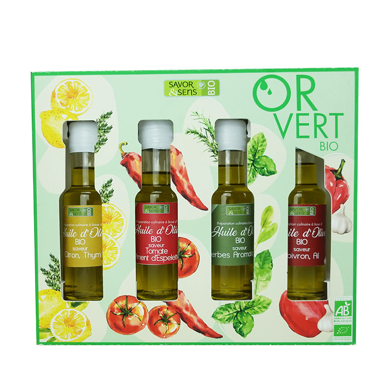 Coffret dégustation 4 huiles d\'olive bio
