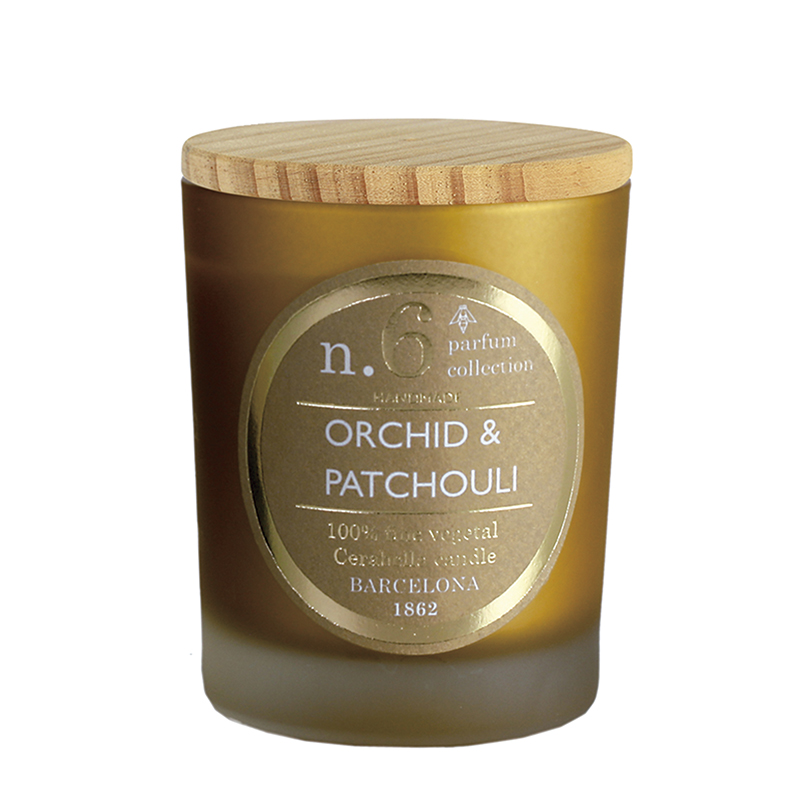 Bougie parfumée collection Numbers / N° 6 orchidée et patchouli – couleur or