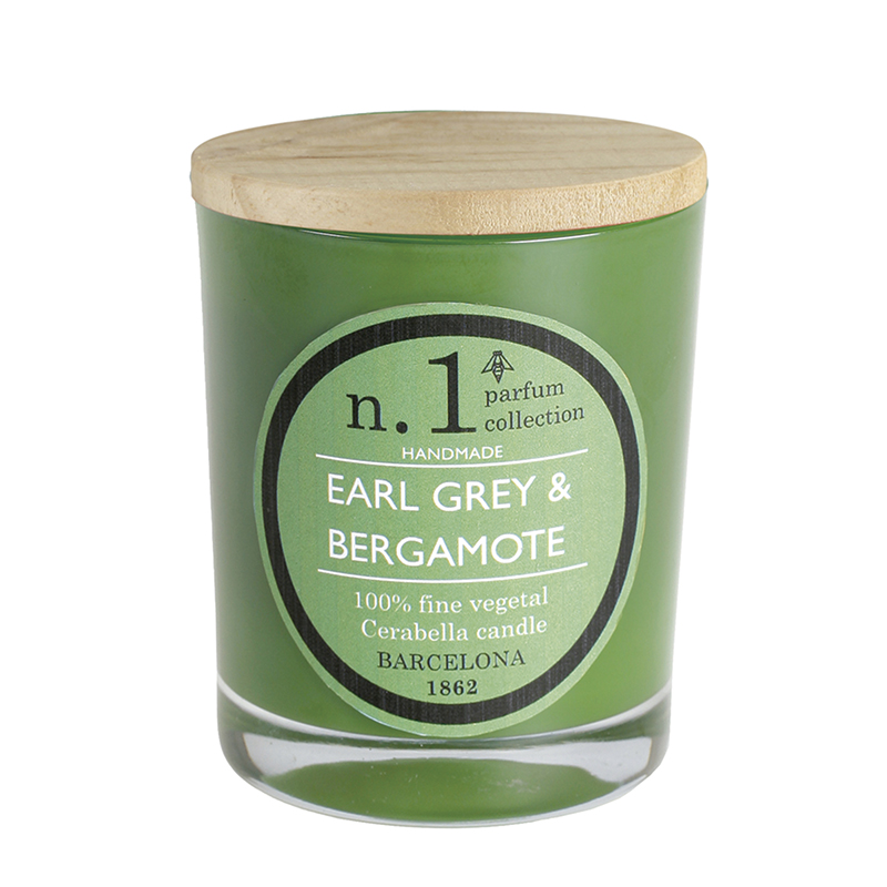 Bougie parfumée collection Numbers / N° 1 earl grey et bergamote – couleur verte