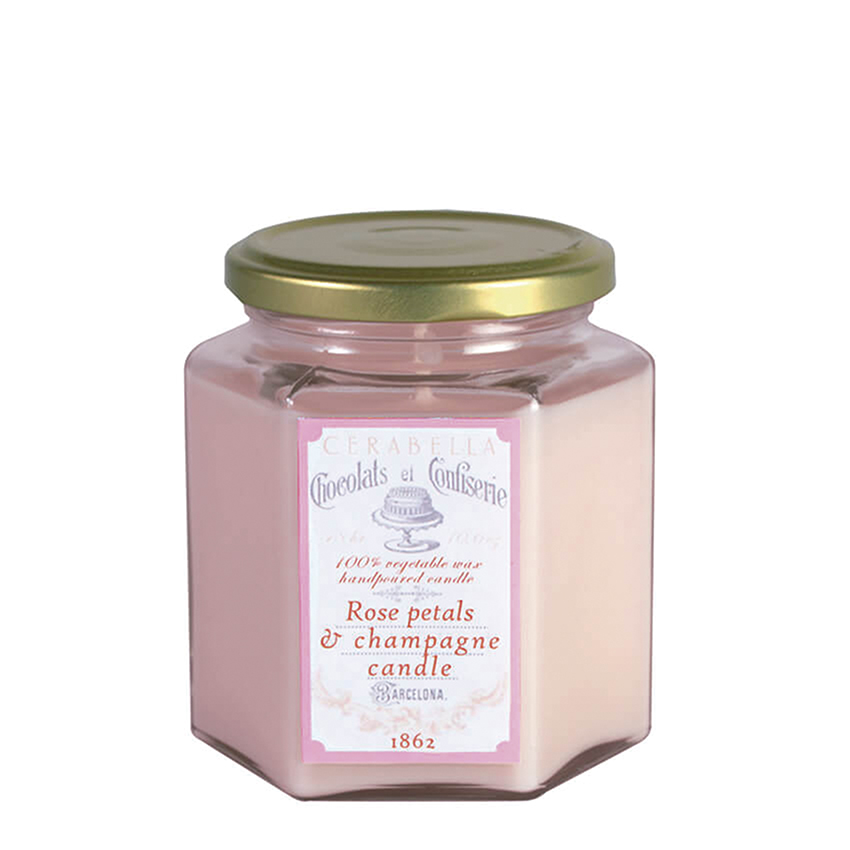 Bougie parfumée collection Chocolats et confiseries / N°2 Pétales de rose et champagne - Rose clair