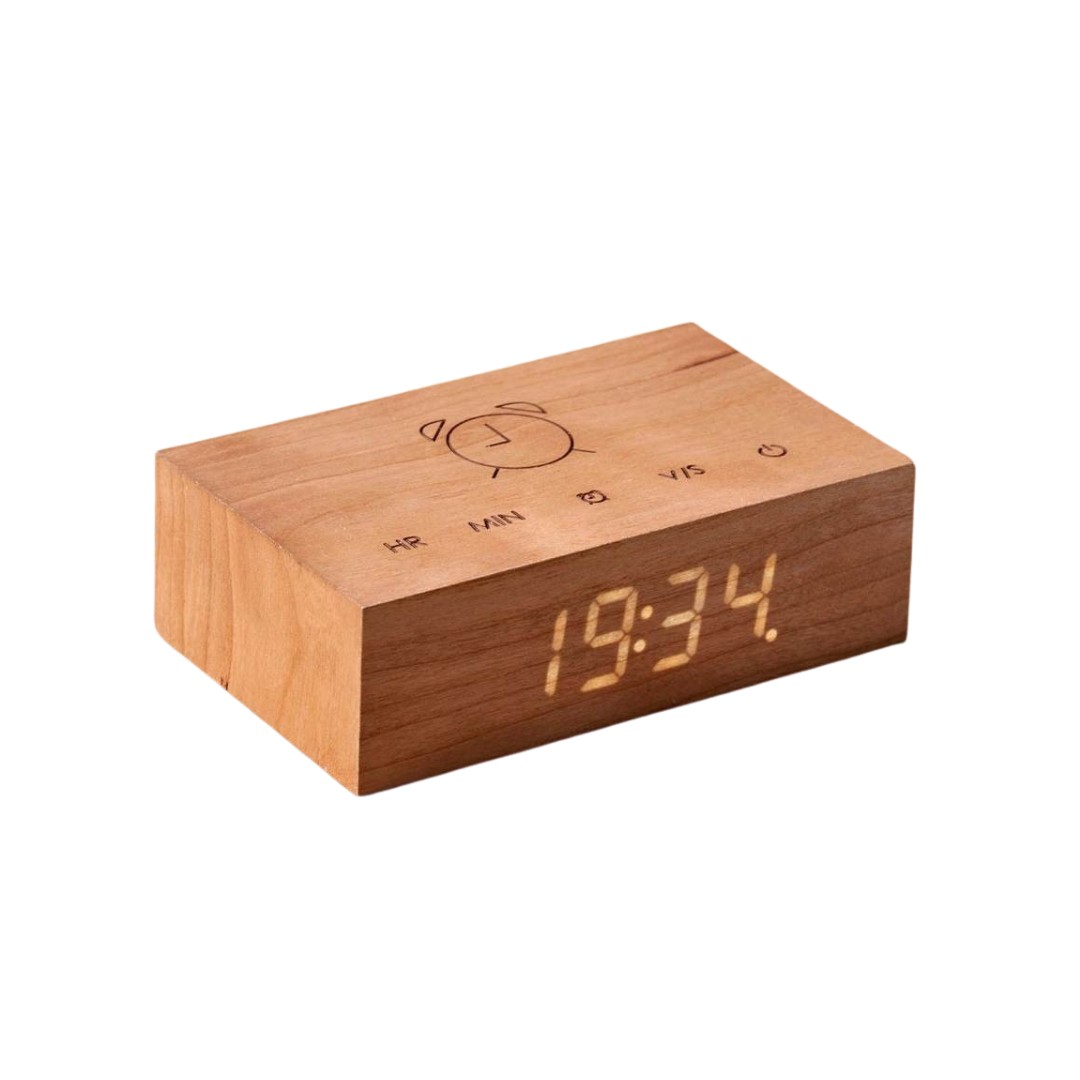 Reveil sans fil en bois Flip click clock Erable blanc