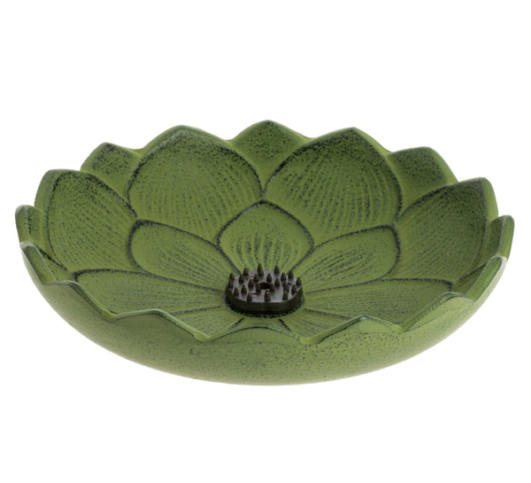 Brûle-parfum Iwachu Fleur de lotus vert en fonte