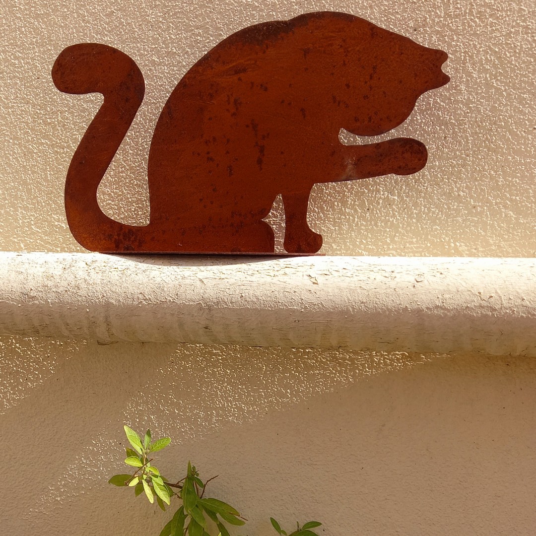 chez ugo et lea rostikal chat decoration jardin rouillé en fer (6)