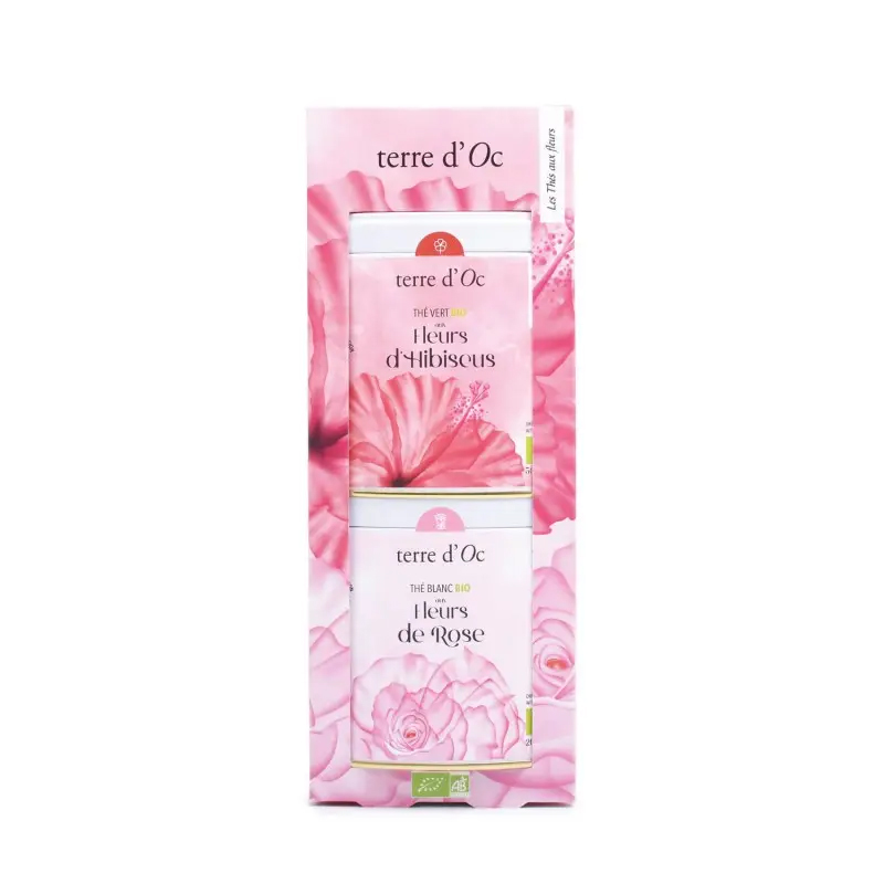 Duo Thé blanc rose et Thé vert hibiscus