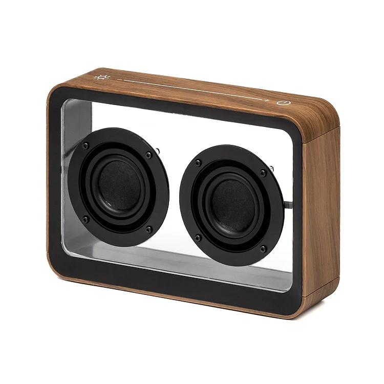 Enceinte lumineuse verre et bois