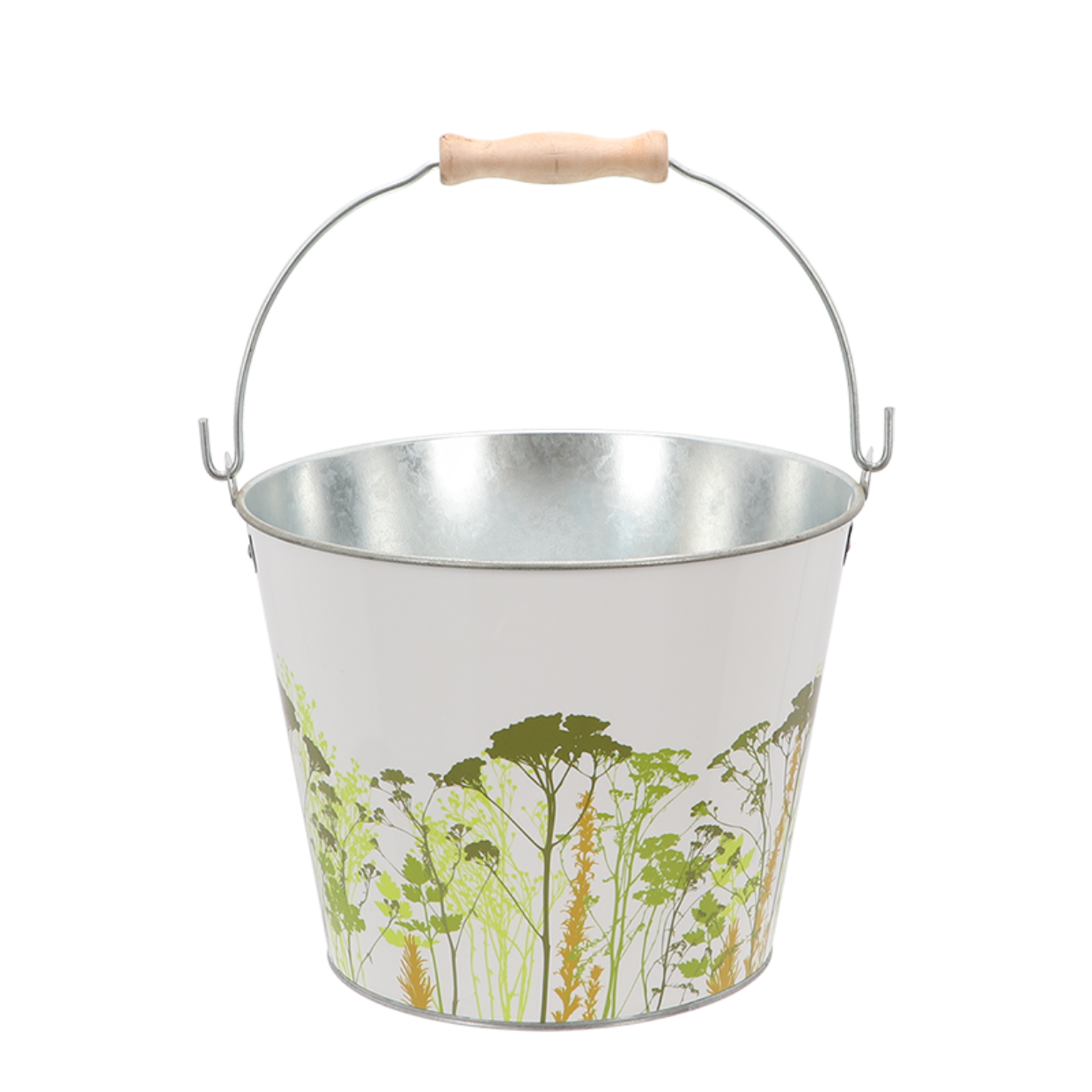 Seau blanc avec une forêt en décor