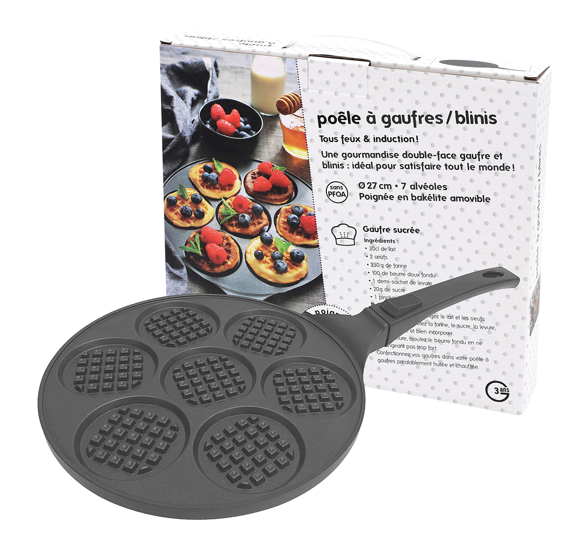 Poêle à blinis et pancakes 7 alvéoles
