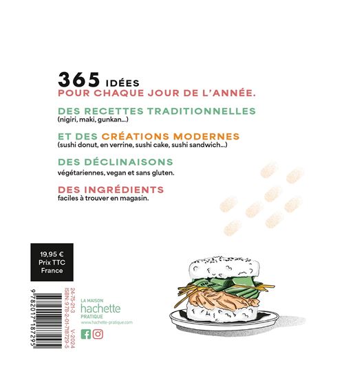 Verso de couverture du livre 365 sushis et makis
