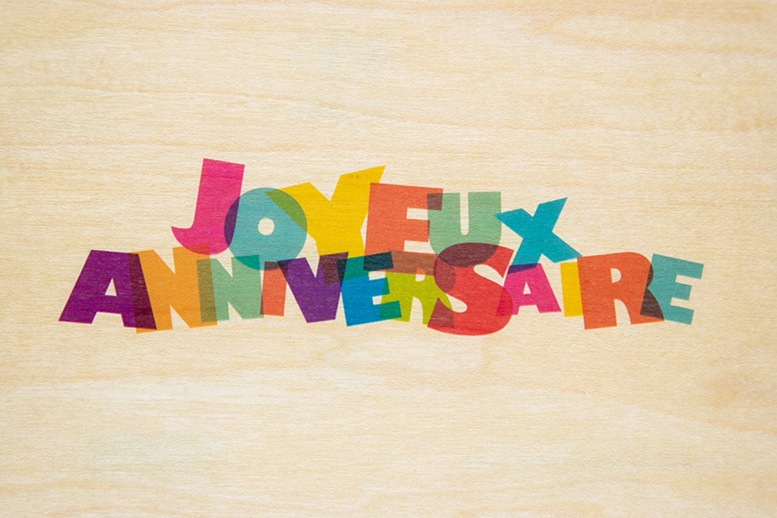 Carte postale en bois Joyeux anniversaire