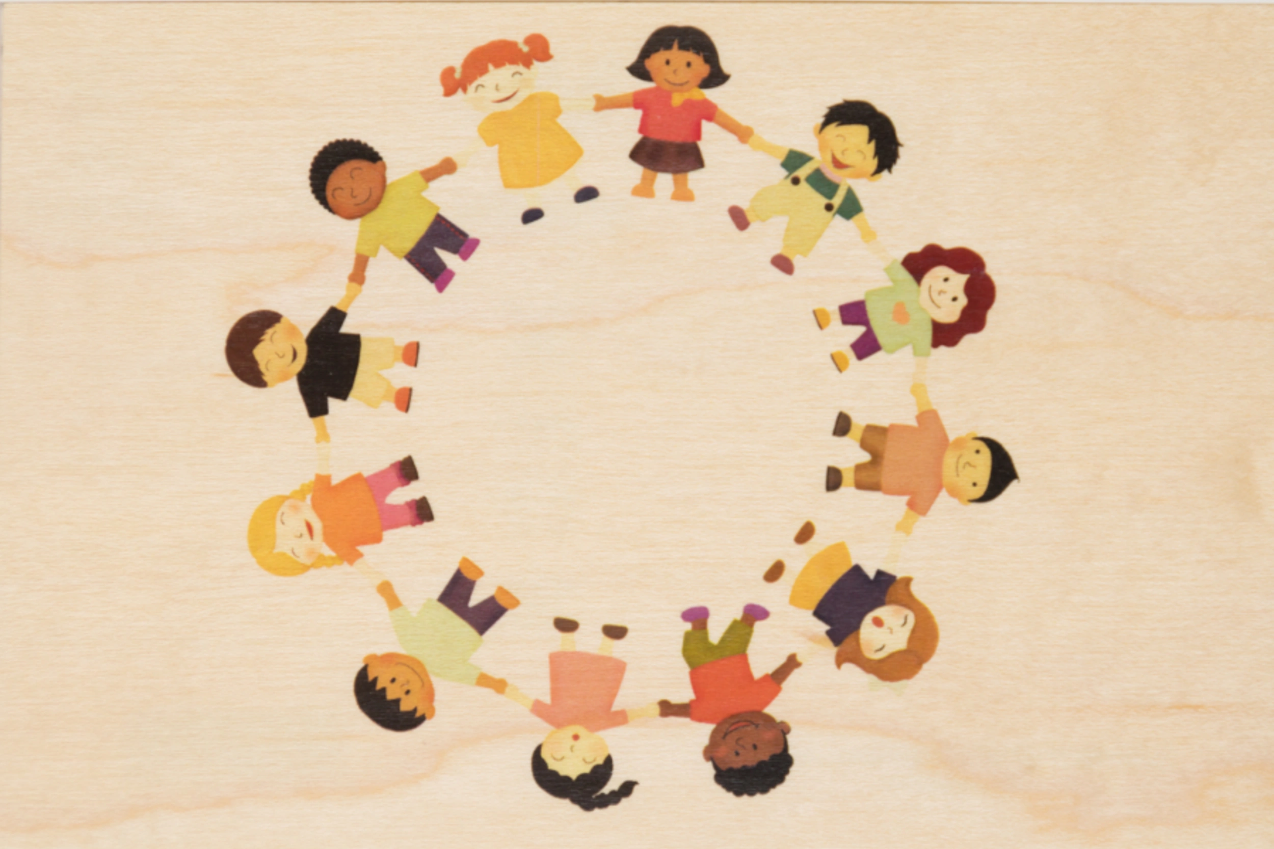 Carte postale en bois Cercle d\'enfants