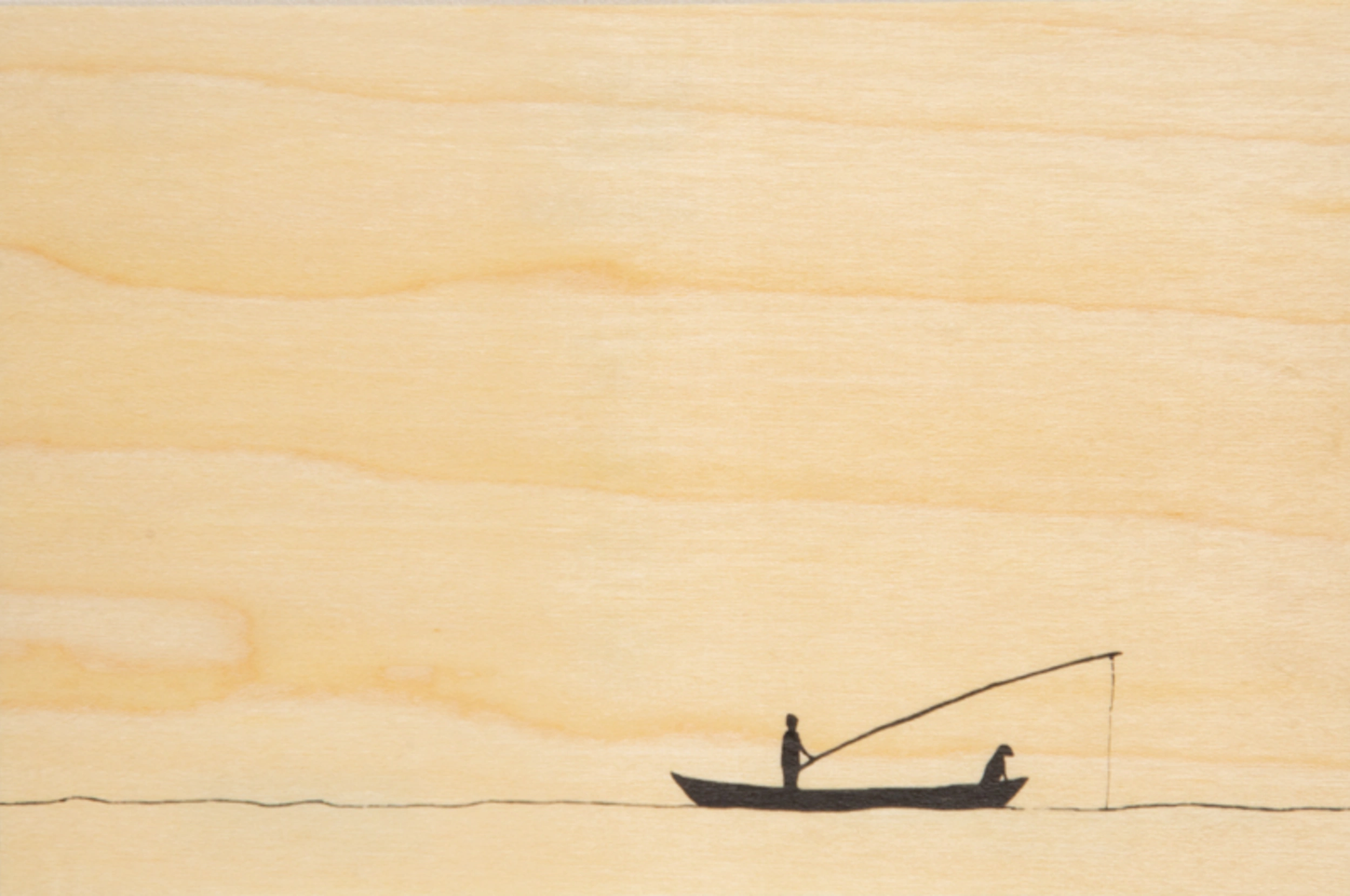 Carte postale en bois Pêcheur