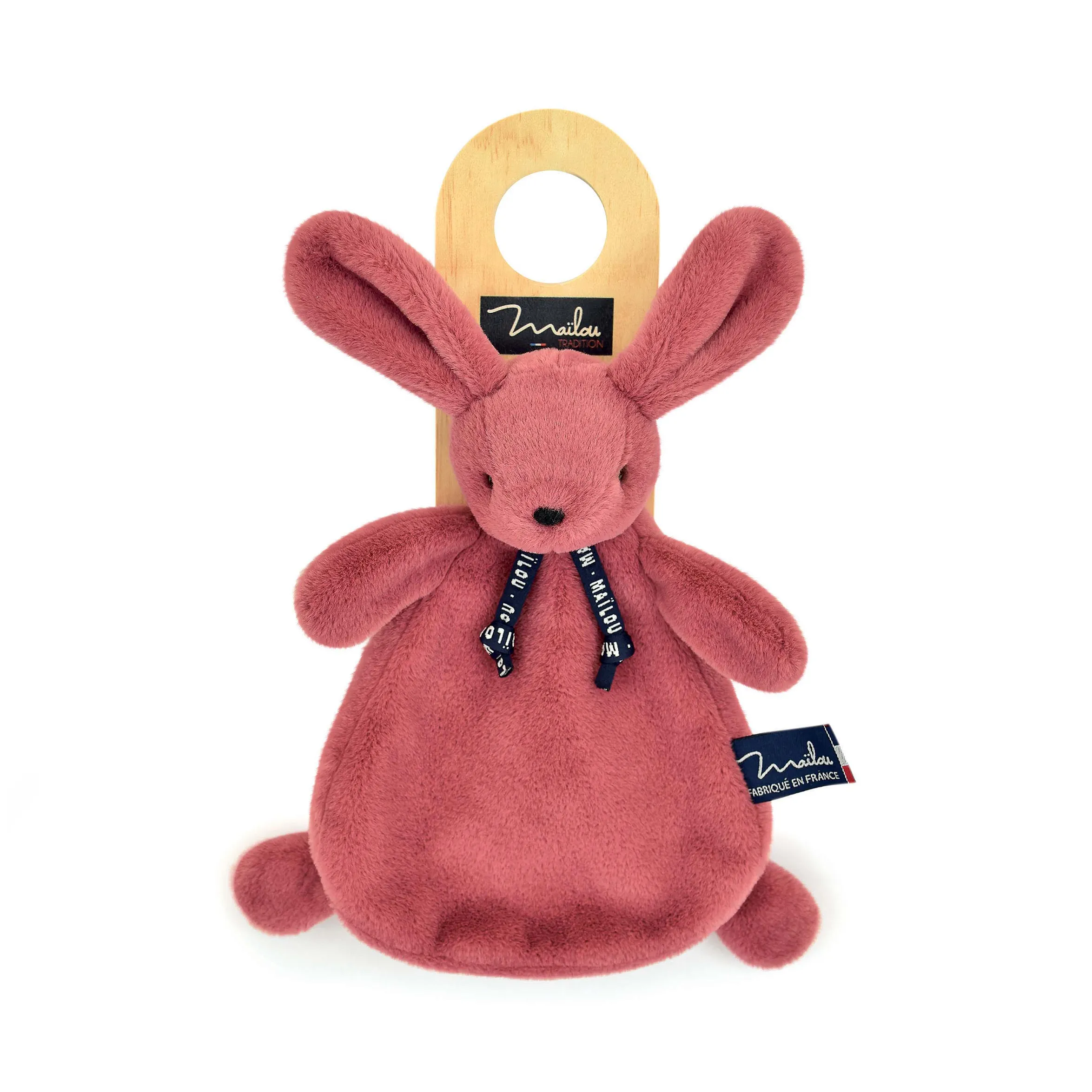Doudou lapin dorlotin bois de rose