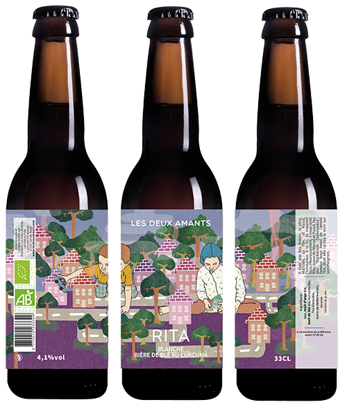 Trois bouteilles Rita : bière bio blanche au curcuma 4,1% 33cl