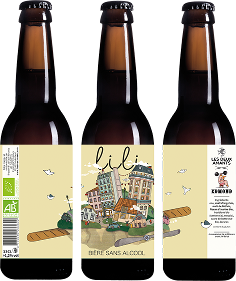 Trois bouteilles Lili : bière bio sans alcool 1,2% 33cl