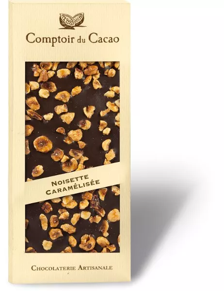 Tablette de chocolat noisettes caramélisées 90 gr