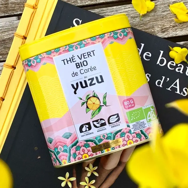 Thé bio vert Corée Yuzu 80 gr dans sa boîte