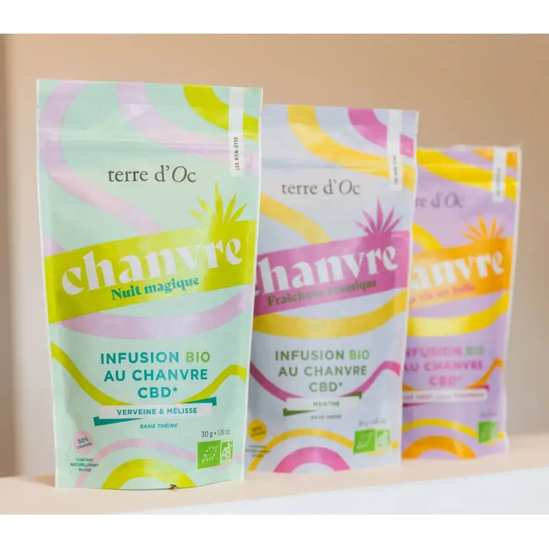 Infusion bio Nuit magique chanvre verveine 30g et sa gamme