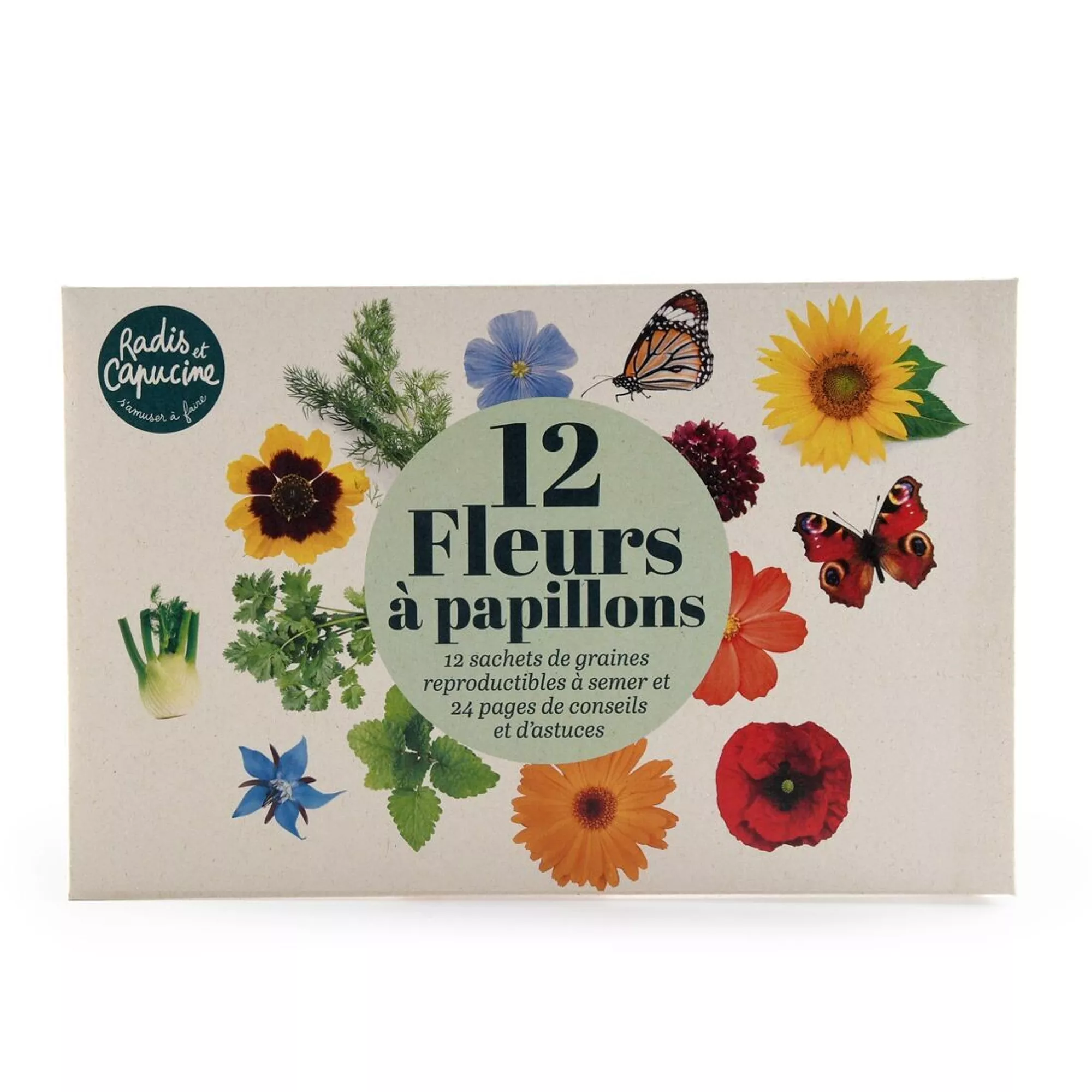 Fleurs à papillons : 12 sachets de graines et livret