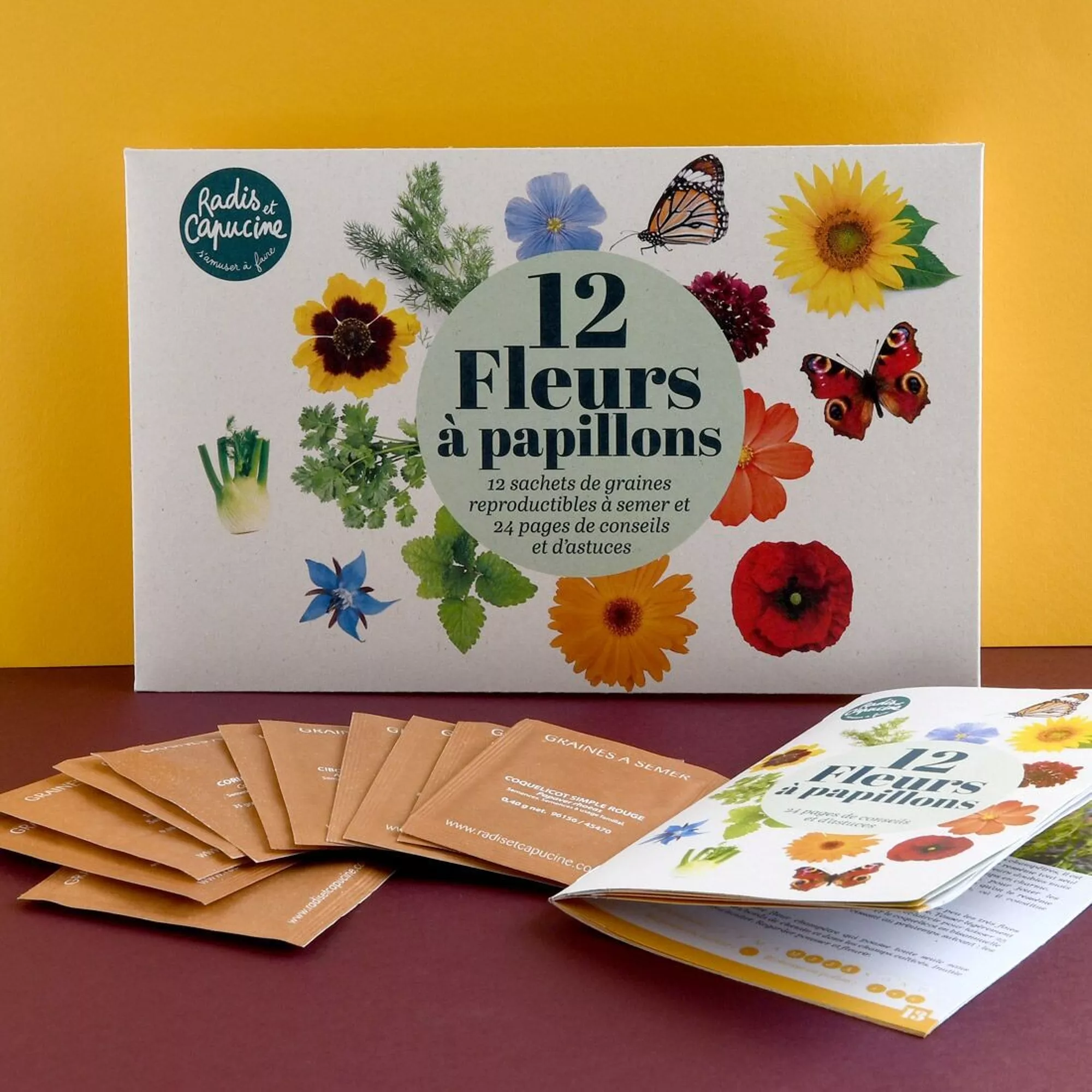Fleurs à papillons : 12 sachets de graines et livret