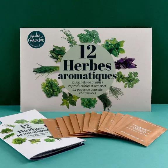 Aromates : 12 sachets de graines et livret