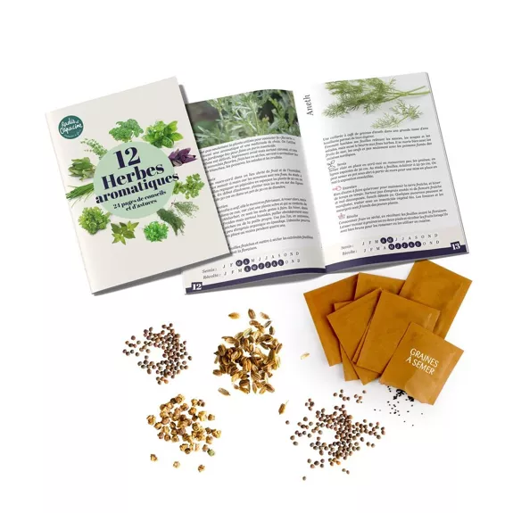 Aromates : 12 sachets de graines et livret