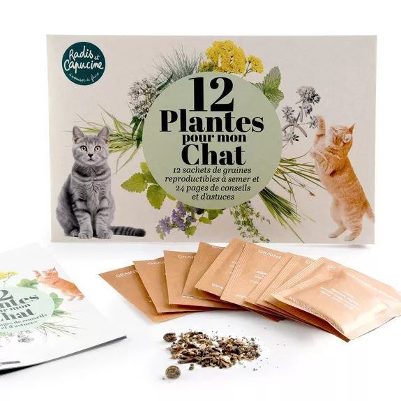 Pour mon chat  : 12 sachets de graines et livret