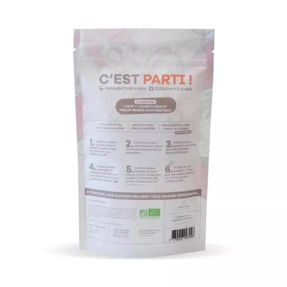 Kit de préparation certifié bio pour 12 cookies chocolat noir fleur de sel