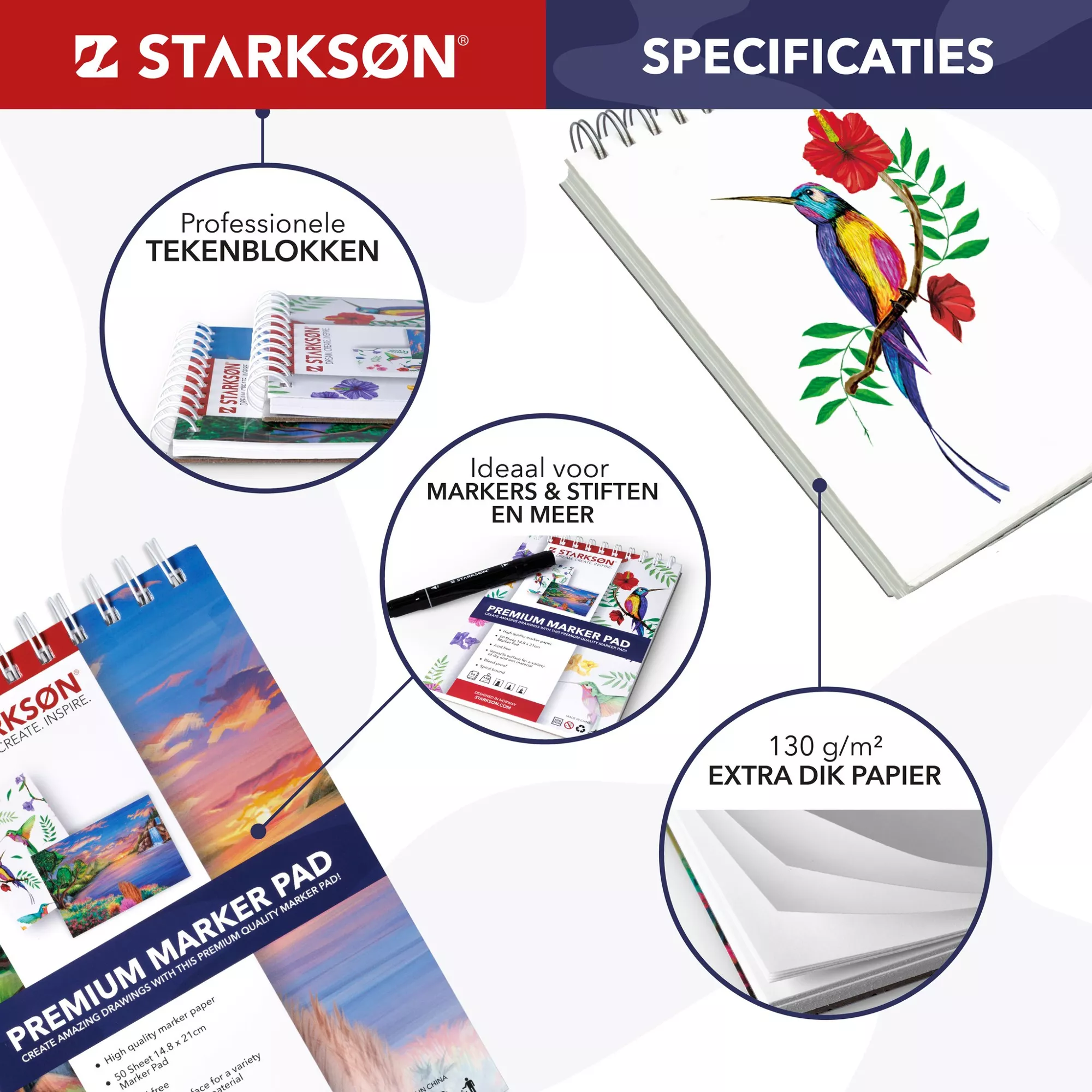 carnet de dessin  2 x 50 pages 130gr A4