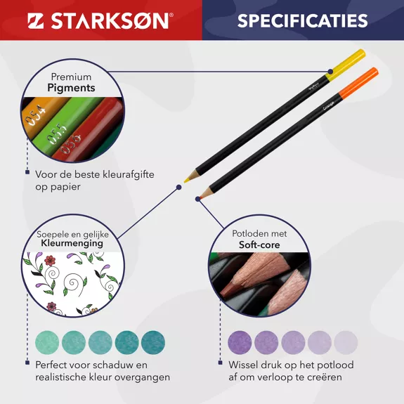 Crayons de couleurs pour dessiner / Set de 76 pièces (Premium quality)