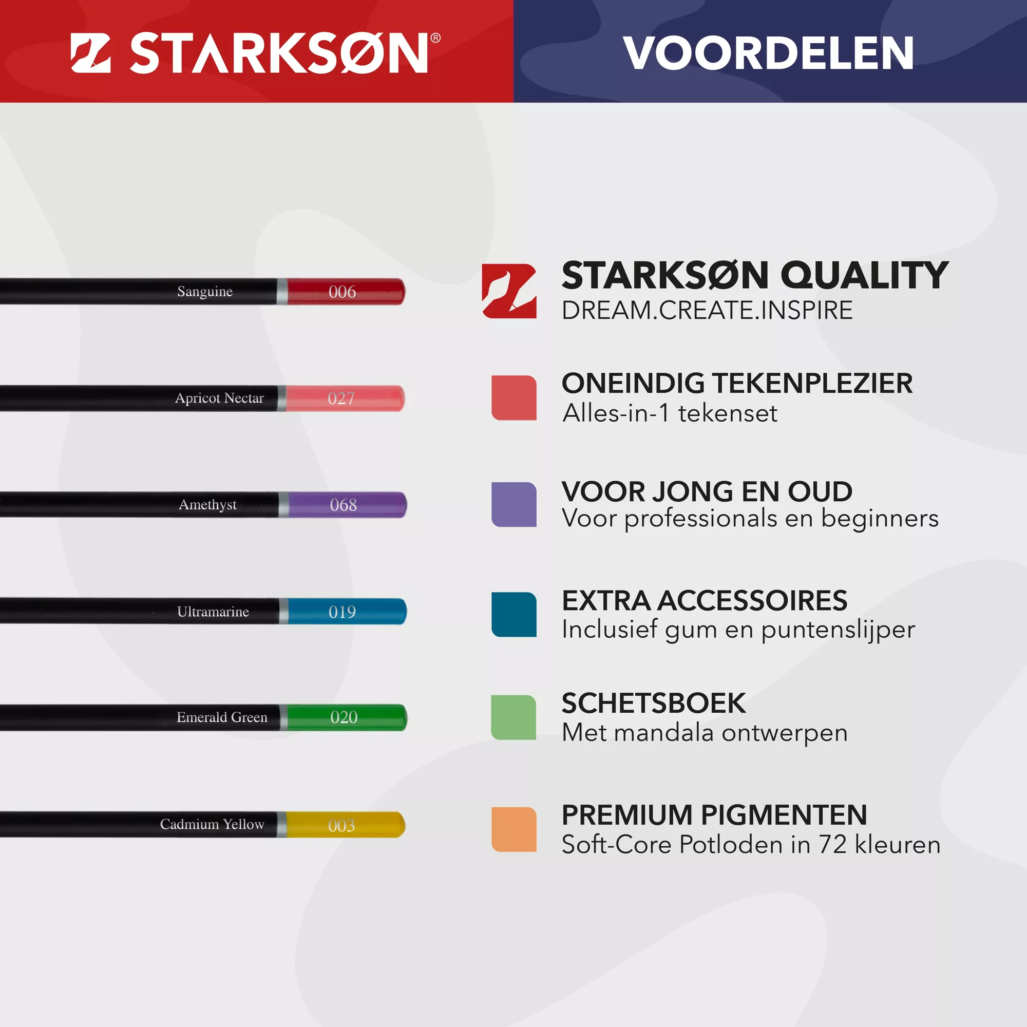 Crayons de couleurs pour dessiner / Set de 76 pièces (Premium quality)