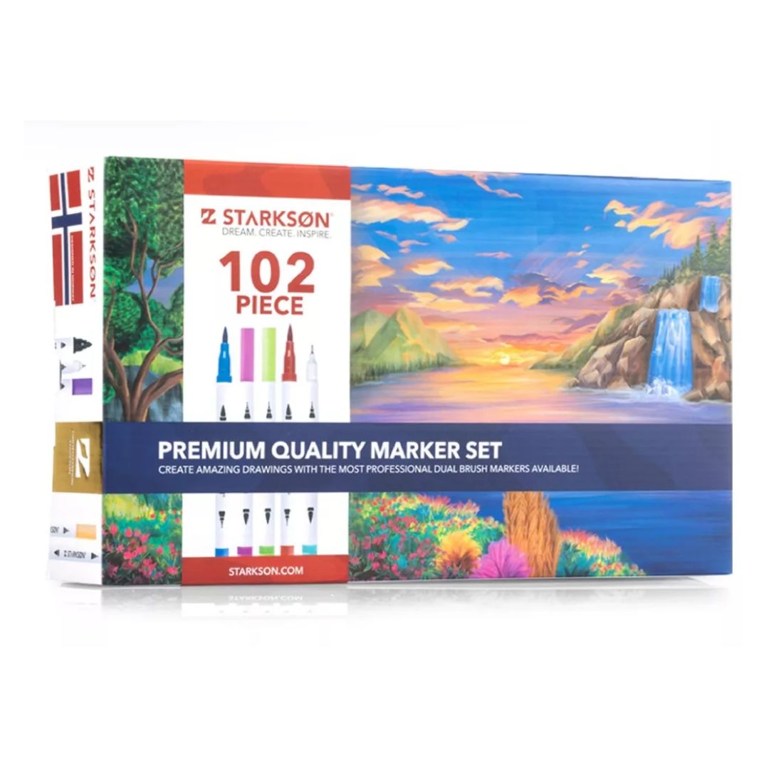 Feutres fins et pinceaux à base d\'eau pour dessiner / Set de 102 pièces (Premium quality)