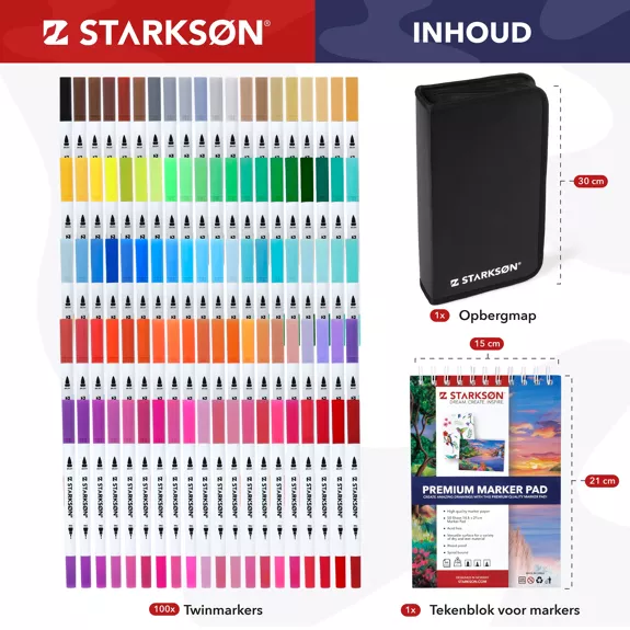 Feutres fins et pinceaux à base deau pour dessiner / Set de 102 pièces (Premium quality)