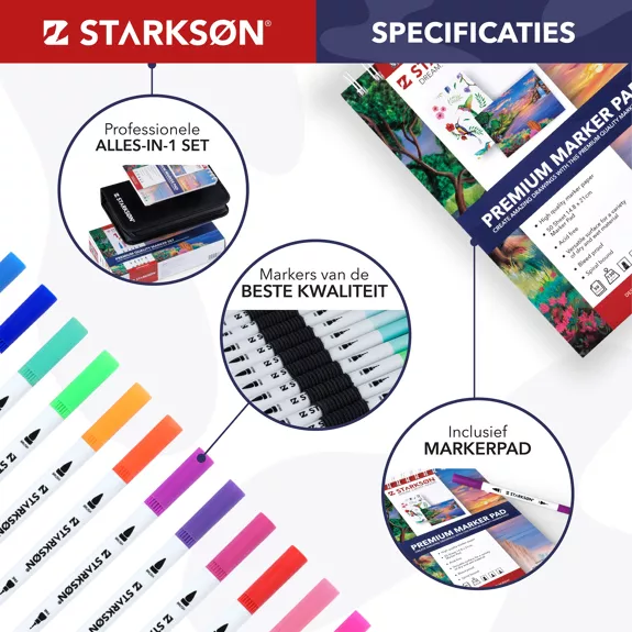 Feutres fins et pinceaux à base deau pour dessiner / Set de 102 pièces (Premium quality)
