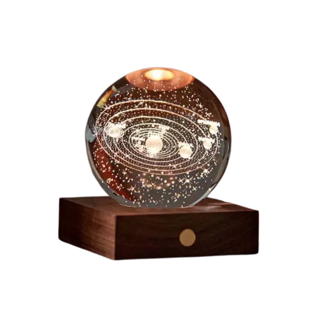 Globe en verre lumineux avec planètes