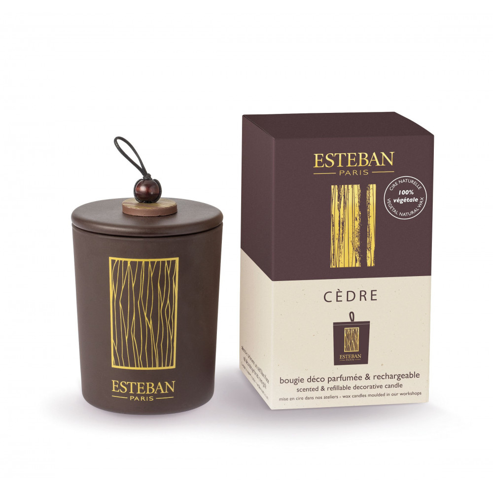 Bougie déco parfumée et rechargeable CÈDRE (Esteban)