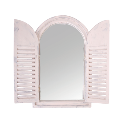 Miroir blanc en bois avec volets
