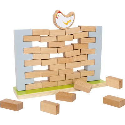 Une poule sur un mur bancal : jeu d’adresse en bois