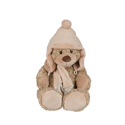 Grand ours en peluche avec bonnet et écharpe : Basile