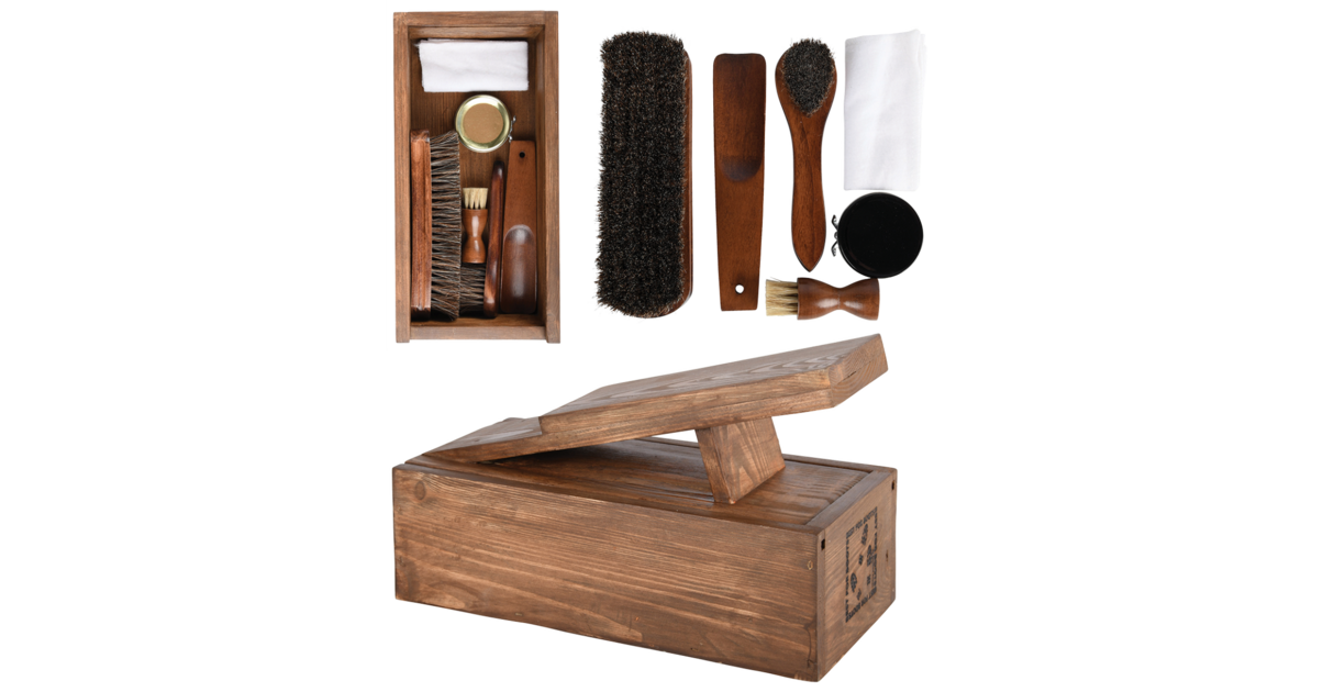 COFFRET CEDRE CIREUR ENTRETIEN CUIRS CHAUSSURES AVEC ACCESSOIRES