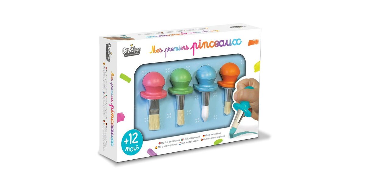 Coffret Premiers Pinceaux Crea Lign - 4 Pinceaux Ergonomiques Pour Enfants Dès 1 An