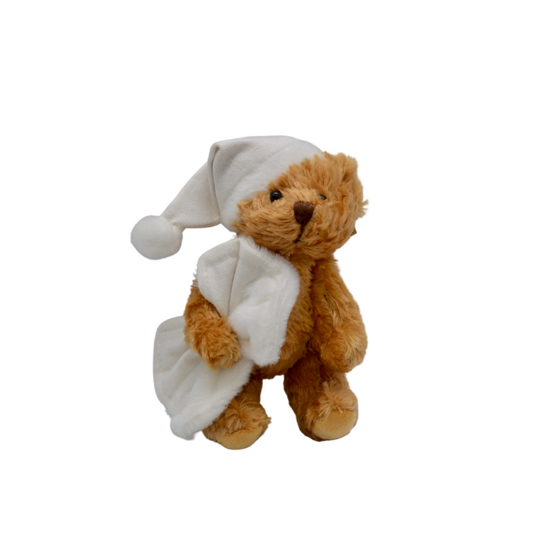 Mini ourson en peluche / Couverture et bonnet blancs / Antonin