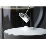 Mousse de lait avec un mousseur à lait