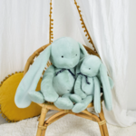 Peluche lapin Méloé 37 cm vert sauge